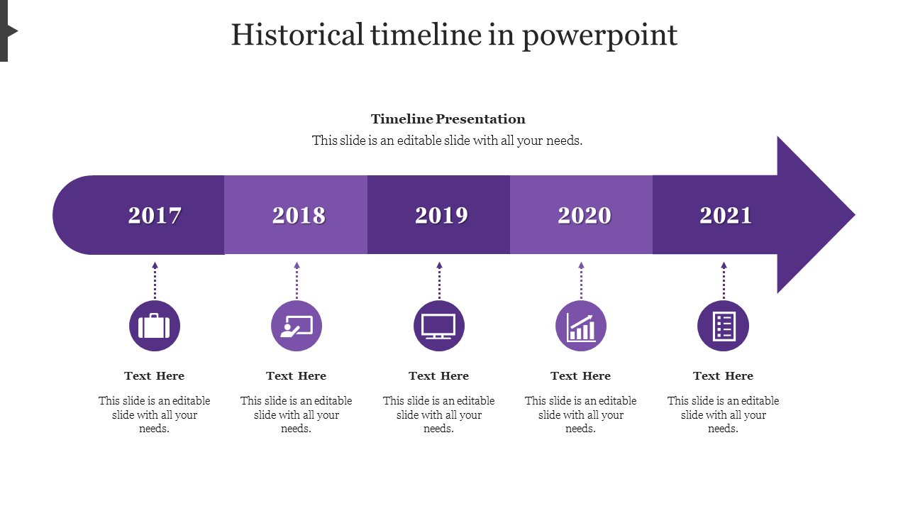 historical timeline in powerpoint-Purple